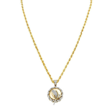 Yellow Diamond Praying Hands Pendant in 10k Yellow Gold 0.24 Ctw